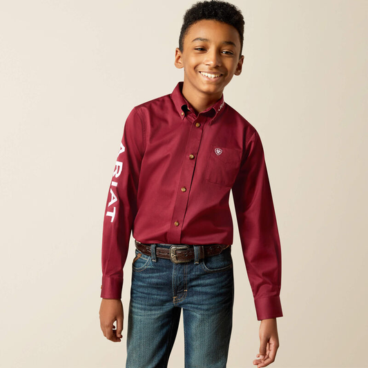 Ariat Team Logo Twill Classic Fit Shirt - Burgundy