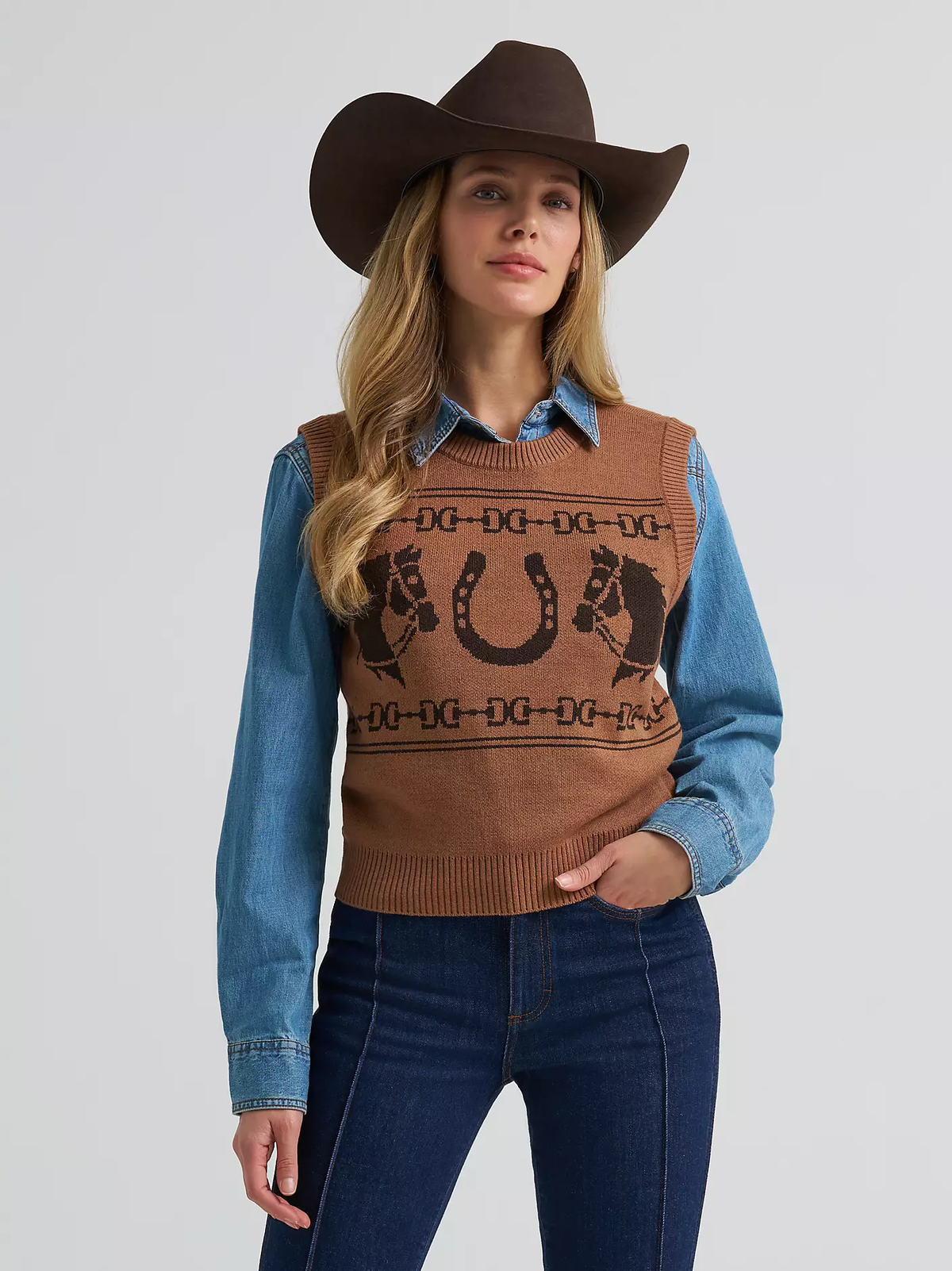 Wrangler Horse sweater vest - Brown