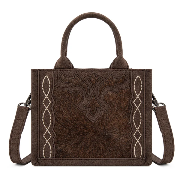Trinity Ranch western hair-on cowhide Mini Tote/Crossbody - Coffee