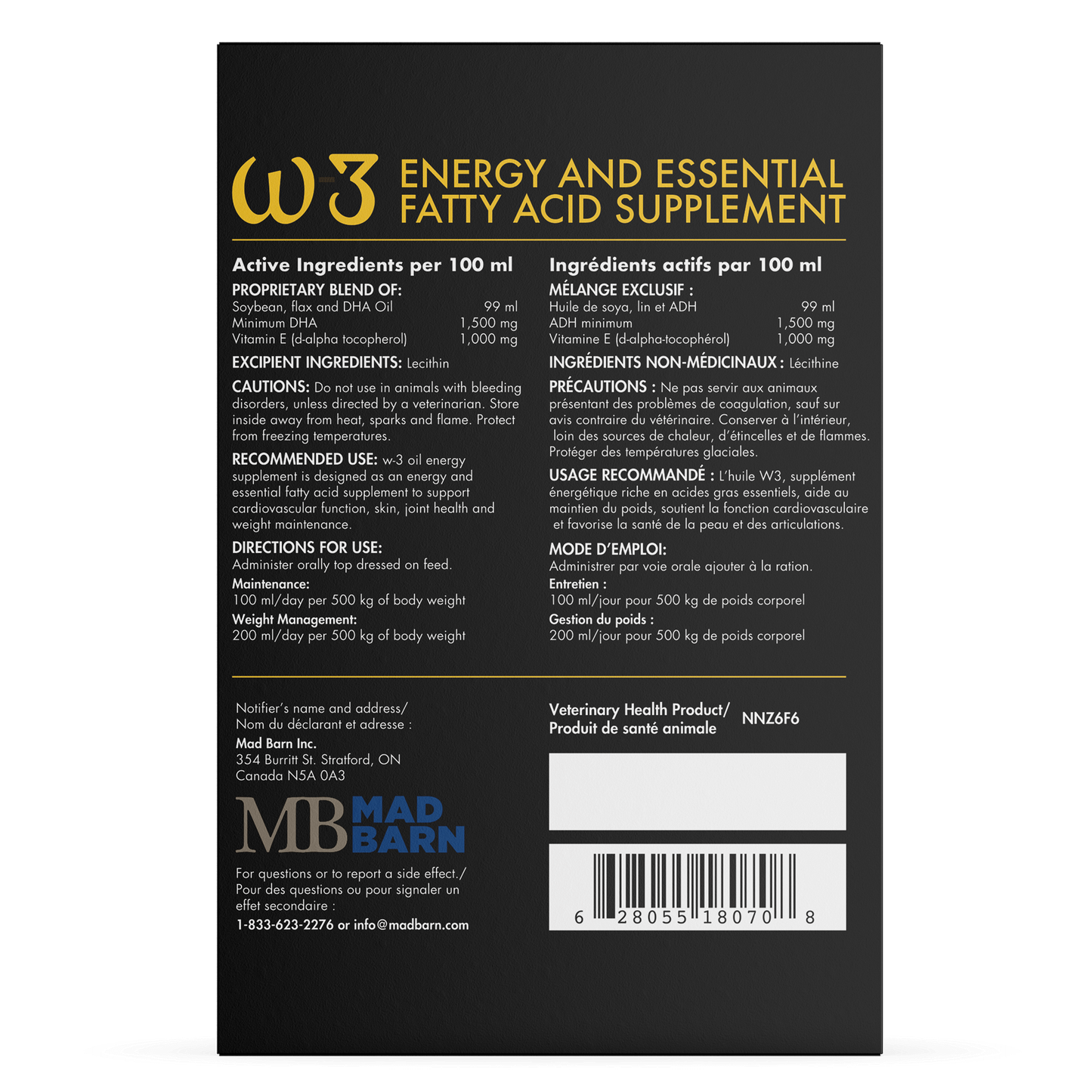 Mad barn W3 energy amd essential fatty acid supplement