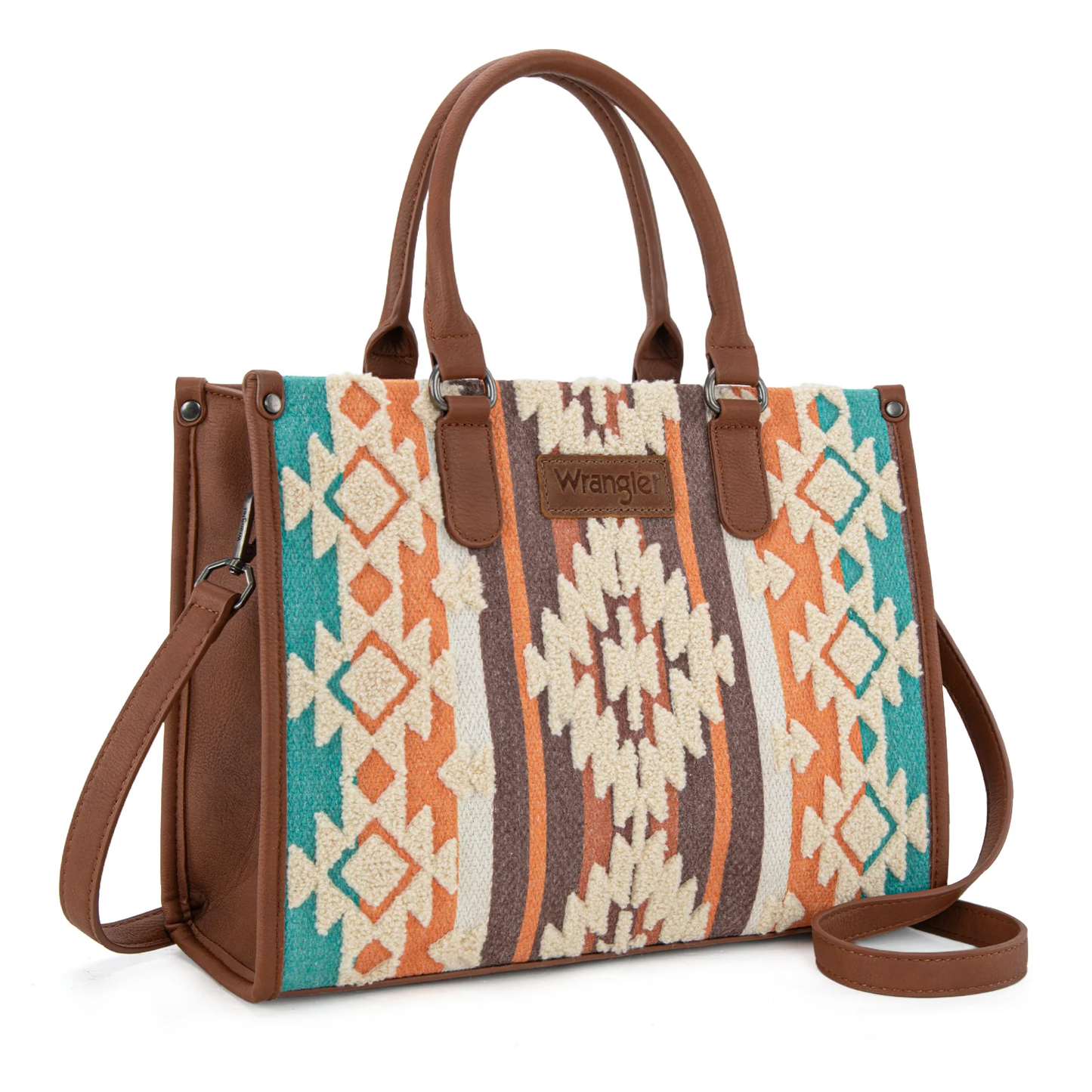 Wrangler Sherpa Aztec Canvas Tote/Crossbody - (2 colors)