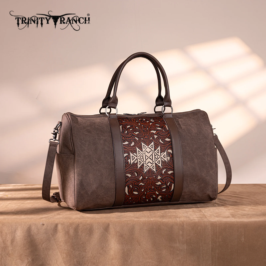 Trinity Ranch Floral Aztec Tooled Collection Weekender Bag