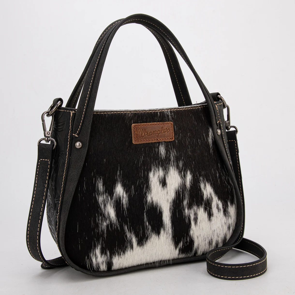 Wrangler Genuine Hair-On Cowhide tote/Crossbody - Black
