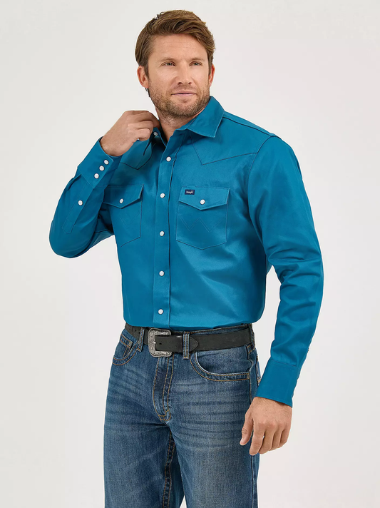 Cowboy Cut® firm finish twill western snap work shirt - Dark Teal