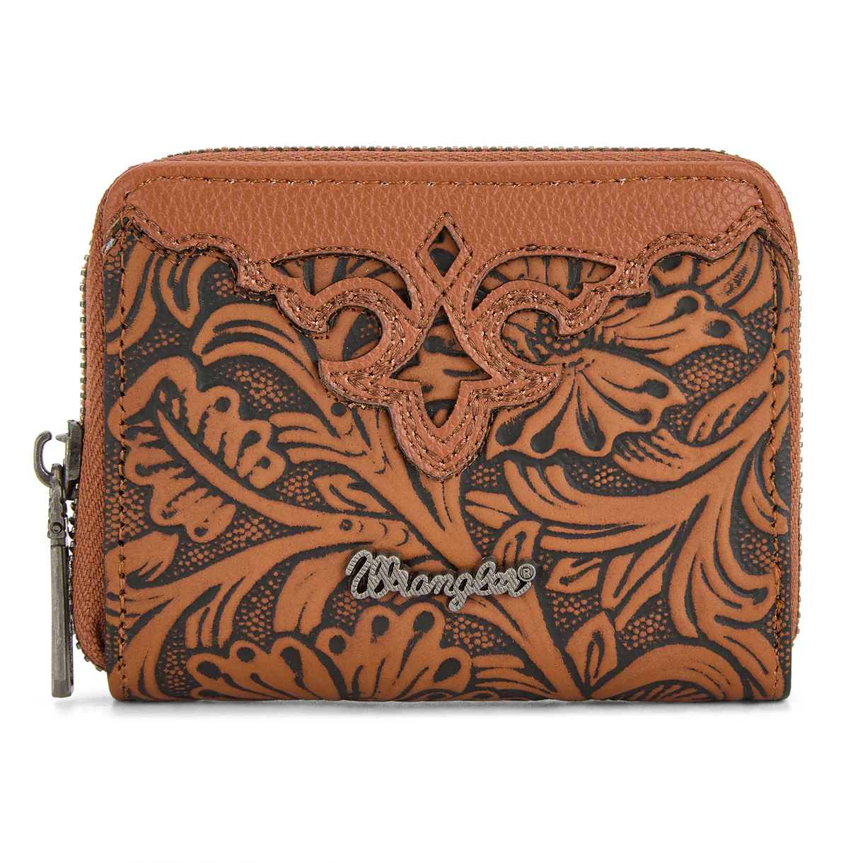 Wrangler tooled zip-around wallet - Brown