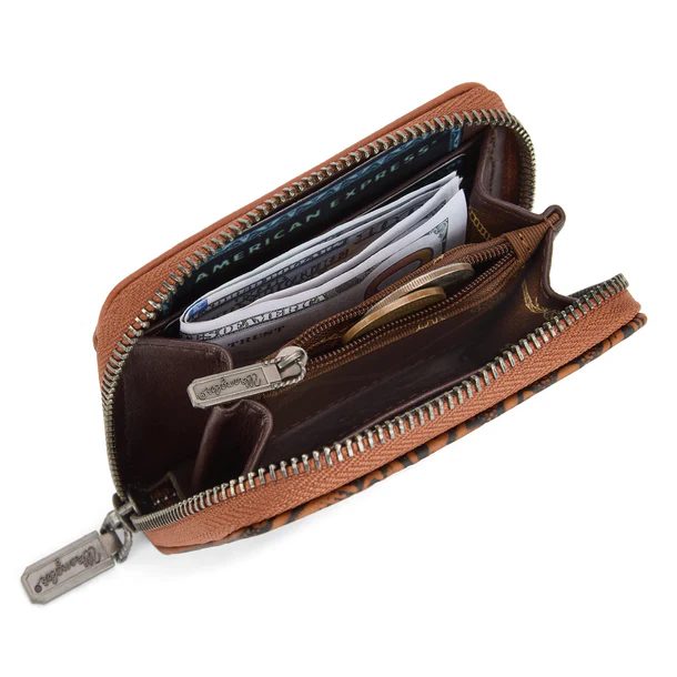 Wrangler tooled zip-around wallet - Brown