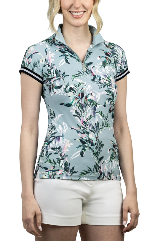 Kastel Denmark cap sleeve sun shirt - Sage botanical